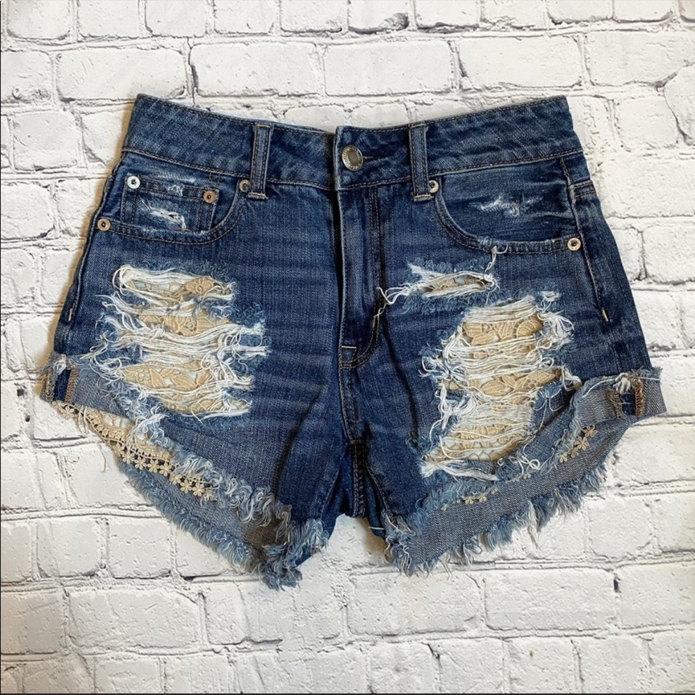 american eagle hi rise festival jean shorts